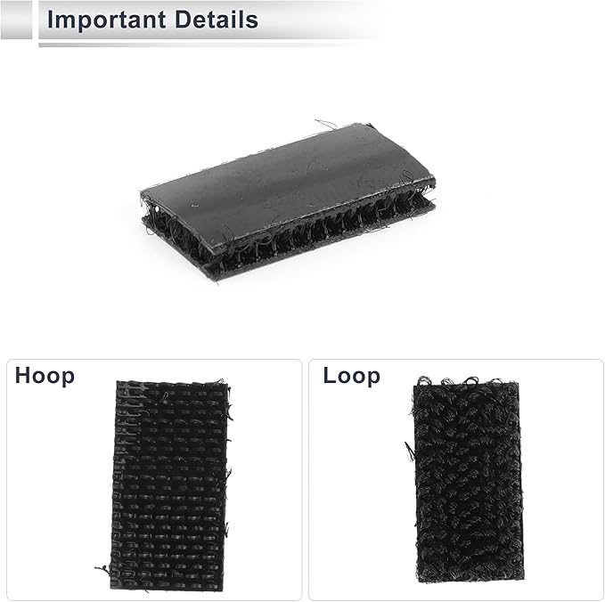 10 Pcs Universal Hook and Loop Tape Adhesive Back Double Sided Sticky-Back Home Office Phone Mount Adhesive Tape 0.39" x 0.79" Black