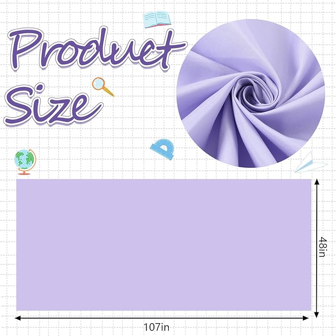 Mindsoft Bulletin Board Fabric 48 '' x 107 '' Class Fabric for Classroom Bulletin Board Decor, Pillows, Curtains, Crafts(Lavender Purple)