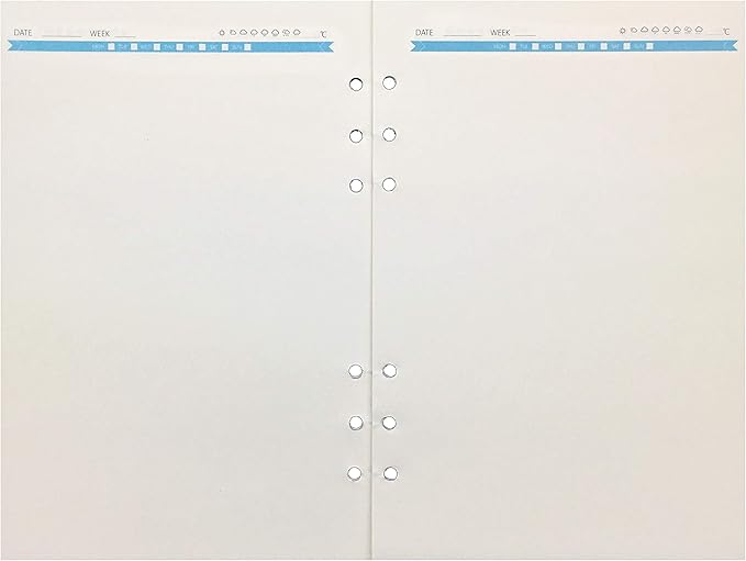 Zelten Refills/Loose Leaves for A5 Cover Ring Binder/Personal Organizer/Planner(A5 6 Holes, Blank Blue)