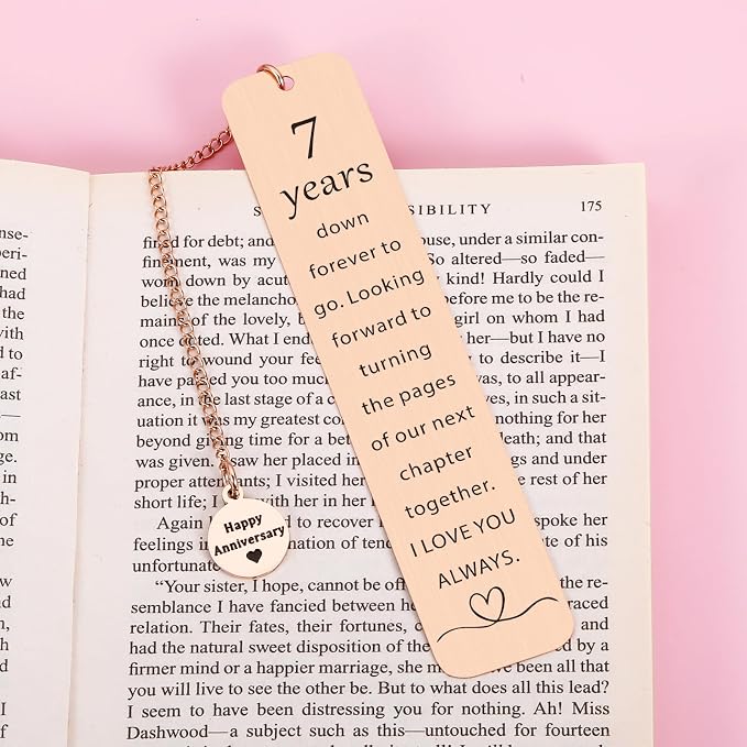 7 Year Anniversary Copper Gifts for Him/Her, 7th Wedding Anniversary for Wife Husband - Copper Anniversary Bookmark for Women Men Couple