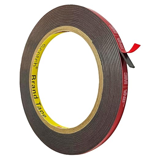 Double Sided Tape Heavy Duty, Adhesive Mounting Tape, 1/4 in x 15.5 ft, Waterproof Foam Tape for Indoor, Outdoor, Automotive Trim, Garage, LED Strip Lights, Home Decor
