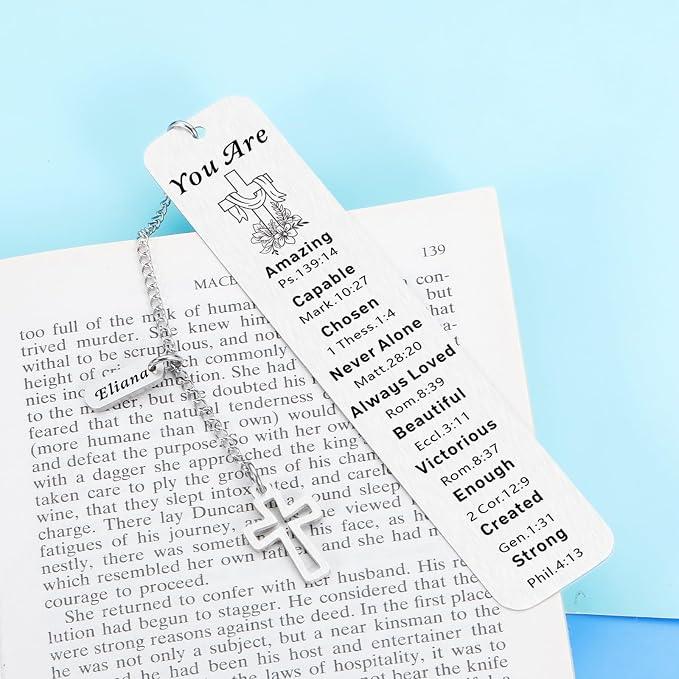 Christian Personalized Bookmark, Catholic Easter Basket Stuffers, Custom Bookmark, Easter Basket Essentials, Baptism First Communion Gifts for Girls Boys Teens, Book Marks for Reading Women Men Prayer