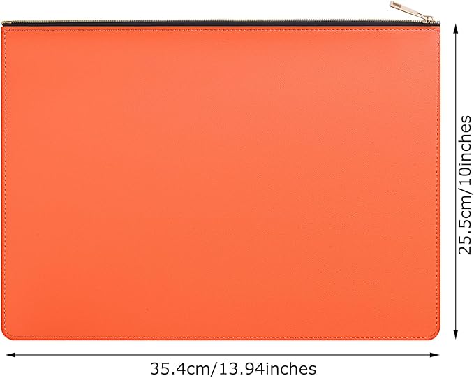 Enyuwlcm PU Leather A4 File Folder Zipper Document Holder Envelope Folder Case for Receipt Contract (1, Orange)