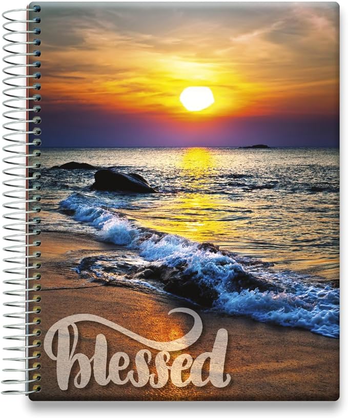 Tools4Wisdom Planner 2026-2027 - Dated April 2026-2027 June - Weekly Monthly Daily Academic Year Calendar with Stickers, Tabs, Pocket & Thick Paper - Spiral Bound 8.5x11 Hardcover - A6J7 - Ocean Sunset
