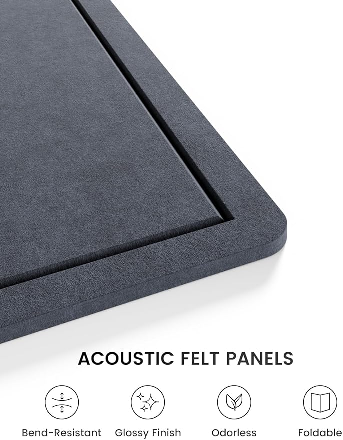 Fluxnara Bulletin Board,Cork Board Alternative with Safe Removable Adhesive Tabs, Foldable Felt Pin Board for Home Office, Classroom, Bedroom,Entryway for Walls (Navy Blue, 47.2 x 35.4 inches)