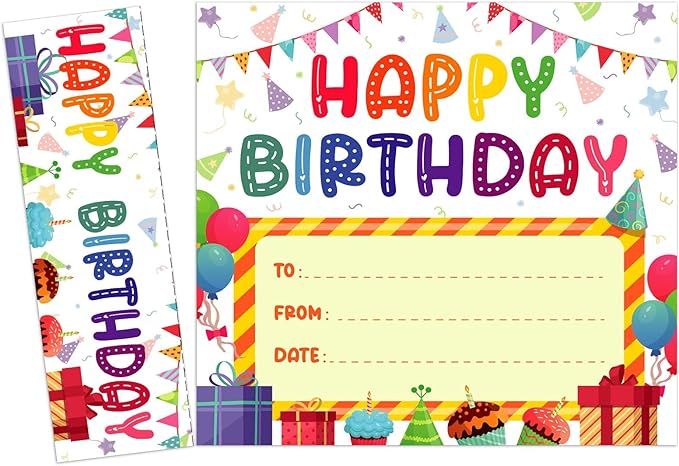 FaCraft 36PCS Happy Birthday Bookmark Awards for Students - Cupcake Birthday Certificates for kids Classroom from Teacher Kindergarten Preschool Student Birthdays Gifts Back to School Teacher Supplies