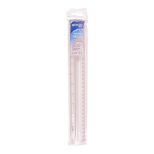 Westcott 15571 Clear Data Processing Magnifying Ruler, 12 Inch (Pack of 2)