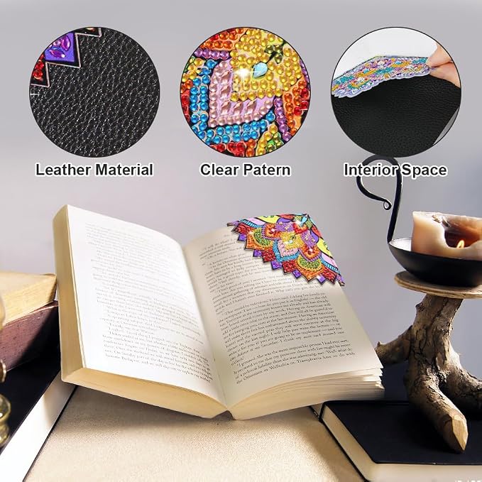 4 Pieces Diamond Art Painting Bookmarks 5D Diamond Art Bookmarks for Book Lovers DIY Mandala Triangle Making Corner Bookmark for Home Office School Class Project