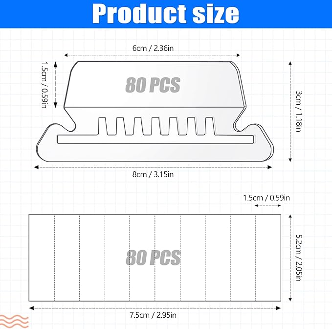 80 Set File Folder Tabs, Include 80 Pcs 3.15“Hanging File Folder Tabs 80 Pcs 2" Inserts Labels, Plastic File Folder Tab for Hanging Folders Files