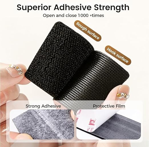 20 Pairs Heavy Duty Hook and Loop Tape, Strong Self Adhesive Interlocking Strips, No Drill Damage-Free Fasteners for Home Office Car (White) (0.98x3.94in 20pcs)