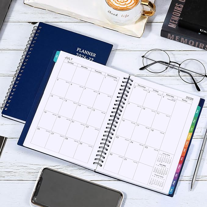 Planner 2026-2027 - 2026-2027 Planner Weekly and Monthly with Tabs, July 2026 - June 2027, 6.25" × 8.3", Strong Twin-Wire Binding