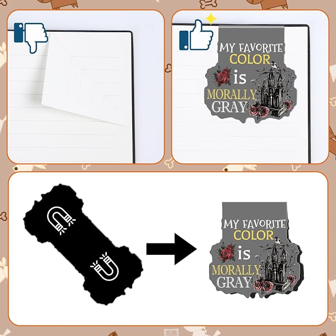 Wxiben Dark Romance Magnetic Bookmark - 8 PCS Gothic Magnetic Bookmarks Skeleton Flower Book Mark Magnets Romantasy Page Marker Clip Gift for for Women Girls Dark Romance Reader Students Teachers