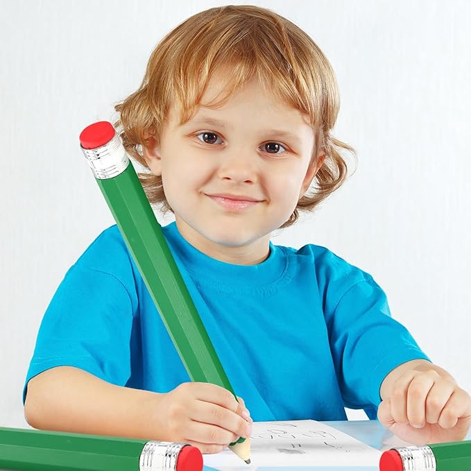 16 Inch Wooden Large Jumbo Pencils Giant Big Funny Wood Pencil with Cap and Eraser Fun Novelty Gifts for Kids School Kindergarten Home Office Prop Supplies(Green)