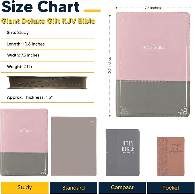 Personalized KJV Womens Large Bible Two-Tone Faux Leather King James Version Giant Print Size with Index Tabs | Custom with Name, Date or Text | Gift for Christian & Religious Celebrations