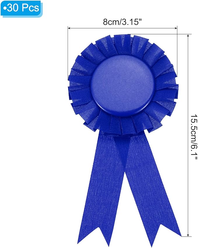 PATIKIL Blue Polyester Blank Award Ribbon, 30 Pcs, 15.5 x 8 cm, Graduation, Wedding