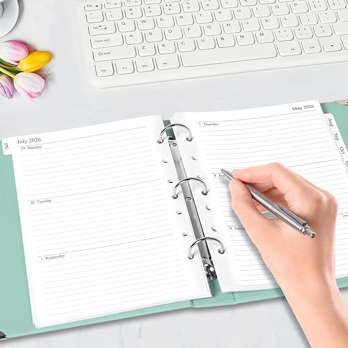 2026-2027 Weekly & Monthly Planner Refill, A5 Medium Planner Inserts with Monthly Tabs, Size 4, 5.5"x8.5", July 2026 - June 2027, 7-Hole Punched