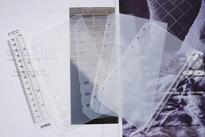 Moterm 2 PCs Page Lifter(Transparent Separator), 1 Bookmark Ruler, 1 PVC Storage Card Holder and 1 Zipper Bag for Personal Planner