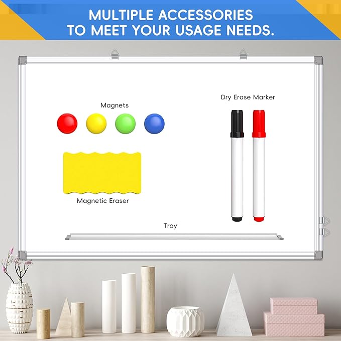 Magnetic Whiteboard, 36x48 Inch, Large Wall Mounted Dry Erase Board, White Board with Aluminum Frame for Home Office Classroom