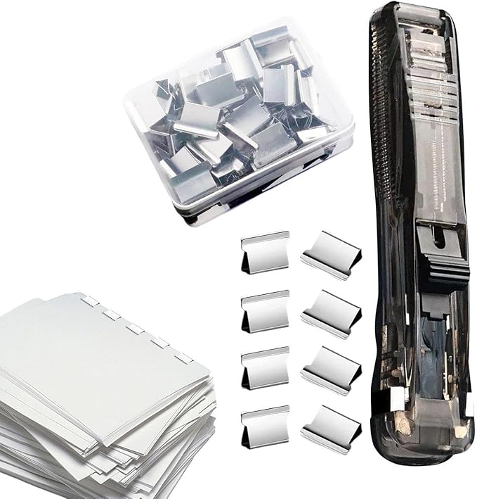Push Stapler | Holds 40 Sheets Push Paper Fastener - with 50 Stainless Refills Desktop Reusable Clamp Stapler - for Teacher Student Office School Home Craft