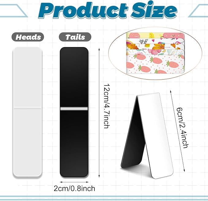 Eaasty 30 Pieces Magnetic Bookmark Book Marker Clip Sublimation Page Marker for Home Students Teachers Classroom Office Reading Supplies (Classic)