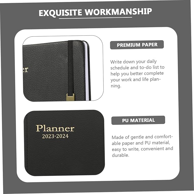 STOBOK 1set Convenient Portable Academic Planner Book Pu Calendar Organizer for Daily Scheduling -do Lists for Home and Office Use