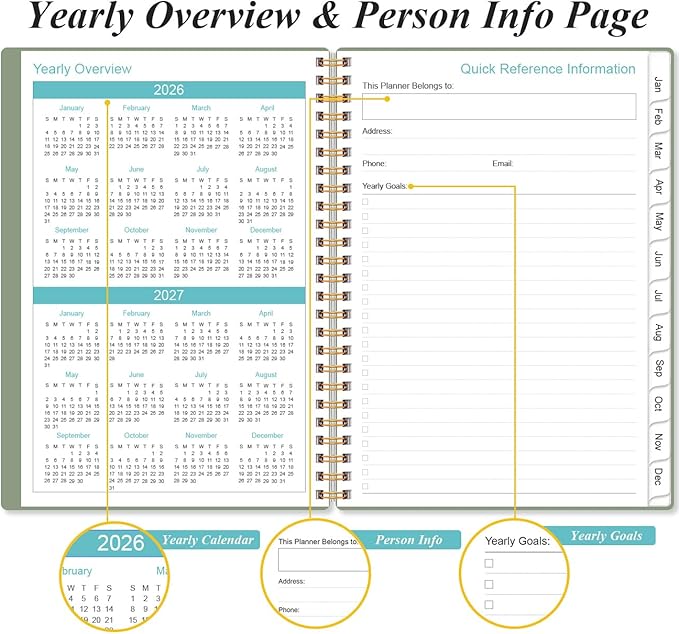 2026 Appointment Book & Planner - Hourly Planner from January 2026 - December 2026, Weekly Appointment Book 2026 with 30-Minute Interval, 6.4" x 8.5", Green