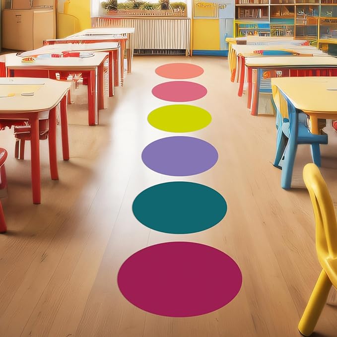 Lincia 24 Pack Colorful Erase Dots Circles 10.5 Inch Removable Vinyl Spot Dry Erase Desktop Writing Spots Set for 100th Day of School Classroom Table Teacher Students Home Desk Wall (Retro Colors)
