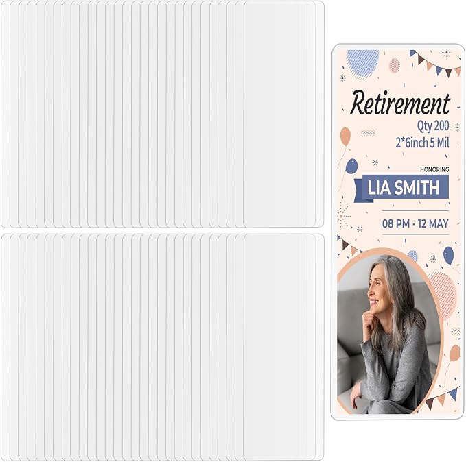 100 Pieces Bookmark Laminating Pouches 2x6 Hot Laminator Sleeves 5 Mil Photo Booth Frames for Book Lovers Nature Lovers (200, 2x6 Inch)