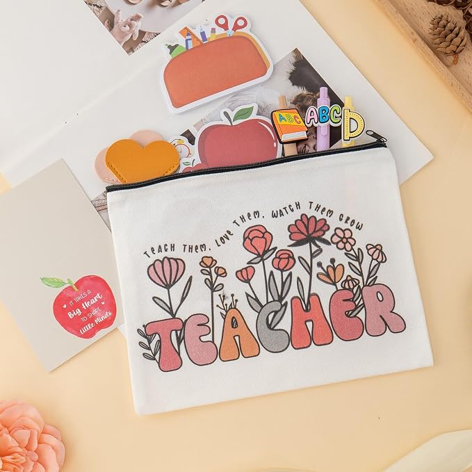 30Pcs Teacher Appreciation Gifts In Bulk With Makeup Bag Pen 50Pcs Stickers Sticky Notes Greeting Card Teacher Appreciation Gifts, Best End Of Year Teachers Gift For Women, Thank You Teachers Supplies