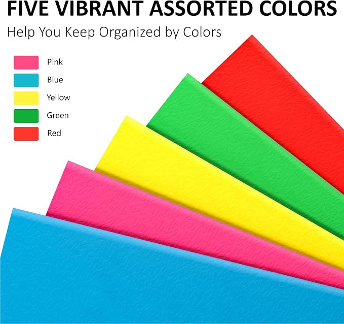 Two Pocket Folders, 5 Pack Paper Folders with Pockets, Thick Textured Paper File Folders, Fit Letter Size Paper, 5 Assorted Colors for Office, Home, Business, School Supplies