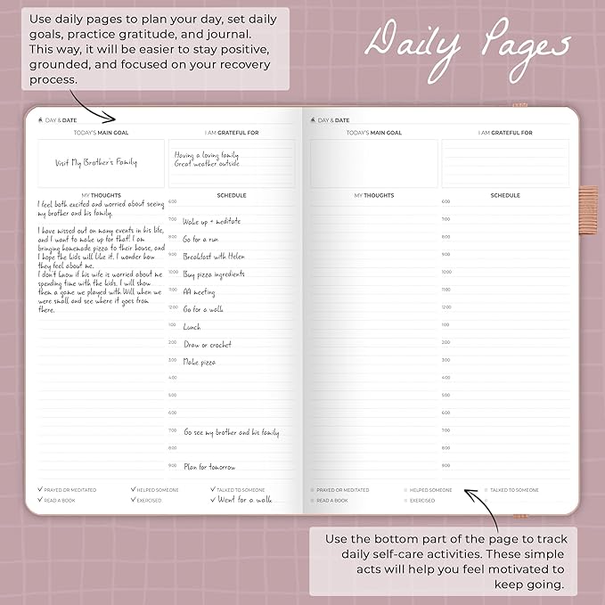 Clever Fox Addiction Recovery Journal Large – Guided Sobriety Workbook for Alcohol, Drug, Gambling, Eating & Other Addictions – Daily Planner to Support Recovery Progress, 8.3x11” (Rose Gold)
