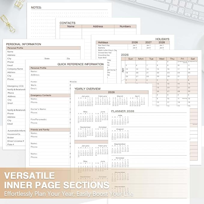 2026-2027 Academic Planner, Weekly & Monthly Appointment Book from Jul. 2026 - Jun. 2027, Work & Life Daily Hourly Planner with Time Slots, A5 Agenda Organizer for Home School Office, Beige,8.4"x 6.1"