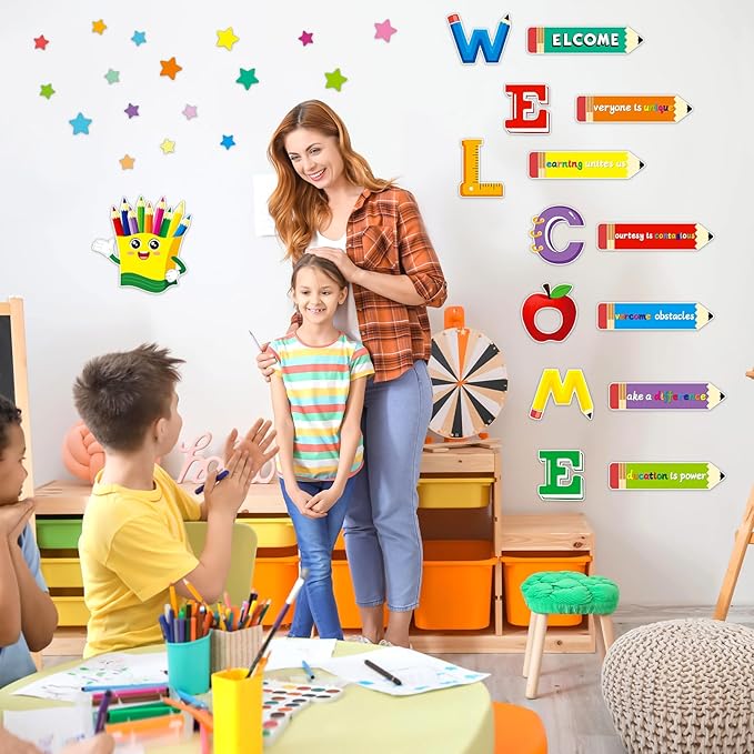 Yewfold Classroom Door Decor, Welcome Bulletin Board Decorations Set,Classroom Wall Decor for Elementary Middle School Teacher Supply (Welcome)