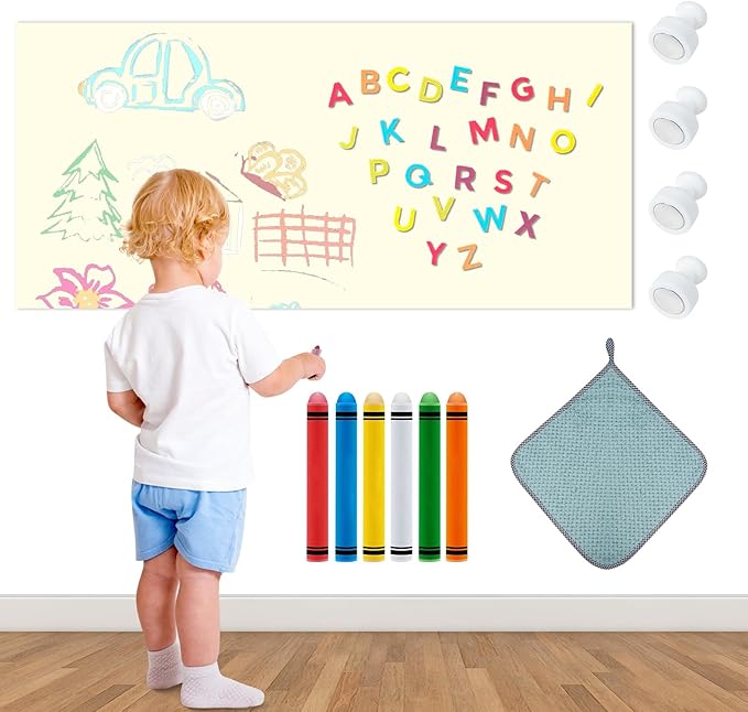 Magnetic Wall Decal for Kids,32x40 Inch Arched Magnetic Chalkboard for Wall,Suitable for Home Decoration Wallpaper and Children's Game Room (Yellow, 16x40 Inch)