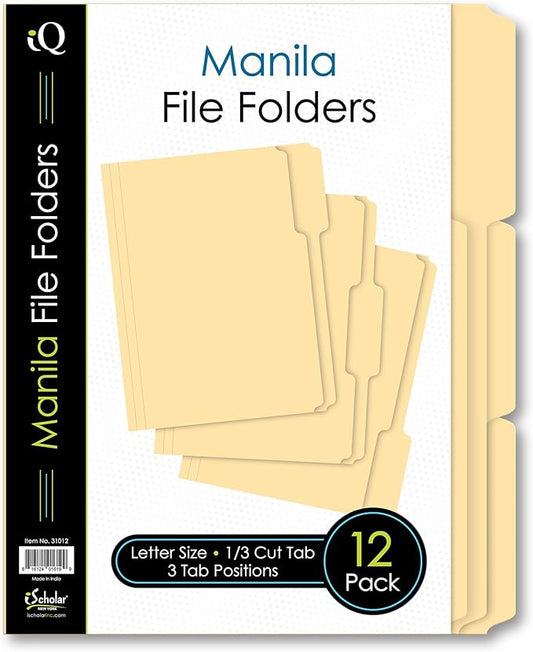 iScholar Manila File Folders, Letter Size, 12 Pack (31012)