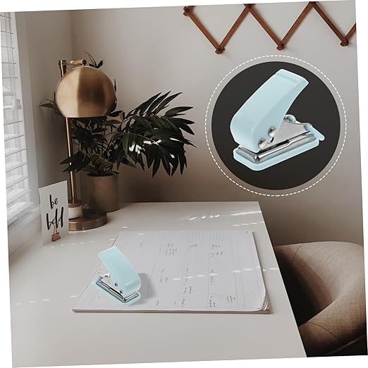 Uonlytech Mini Hole Puncher for Office Supplies Small Lightweight Stapler for School Portable Desk Accessory in Design