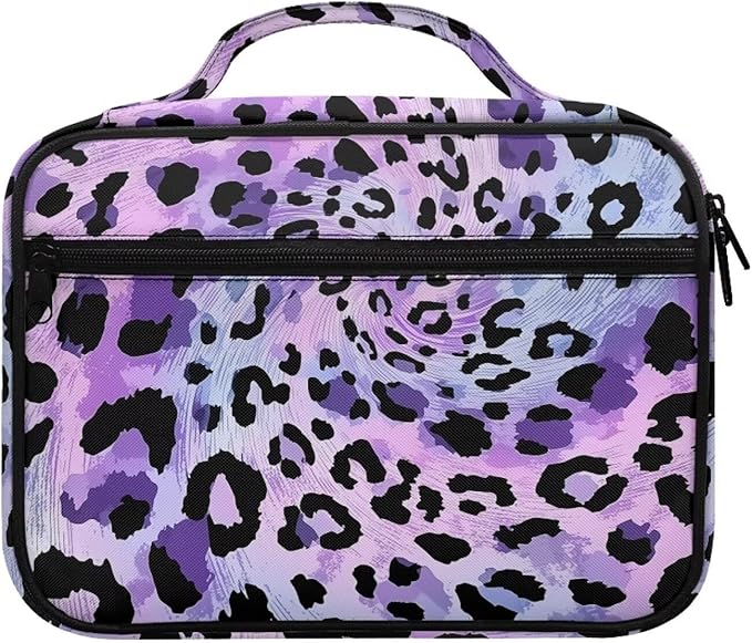 Classic Leopard Bible Covers for Women Men Zippered Bible Carrier Book Bag Church Bag Bible Protective with Handles Christian Gifts, Purple Animal Cheetah Print