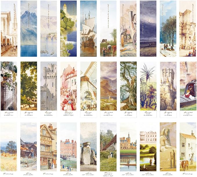 Vintage Retro Style Bookmarks, 30PCS (Art Museum)