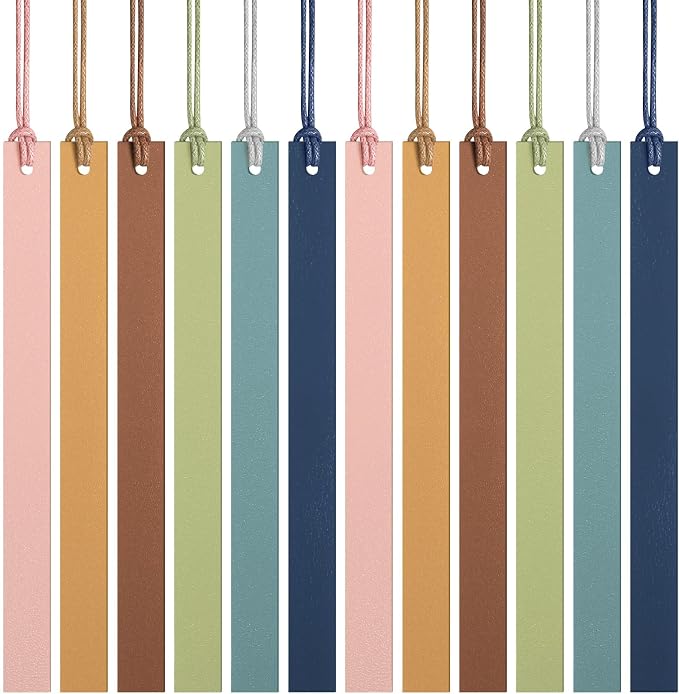 Kosiz 12 Pcs Leather Bookmarks Colorful Engravable Blank Leather Bookmarks Back to School Gifts for Men Women Teachers Students Book Lovers Reading Supplies(Light Color)