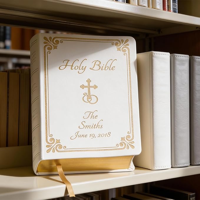 Personalized Catholic Bible with Name Engraved, NABRE - Holy Matrimony Wedding and Anniversary Bible for Newlyweds - Religious Vows Ceremony Christian Gift