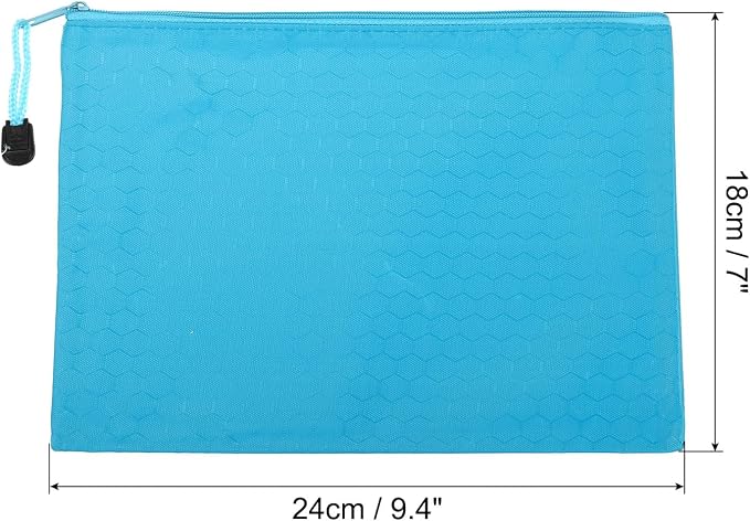 PATIKIL Waterproof Zipper File Bags, 3 Pack A5 Document Holders Pencil Pouch for Office, Light Blue