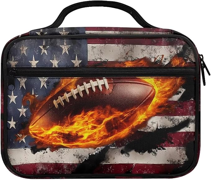 Fire American Football Flag Pattern Bible Covers for Women & Men, Bible Case and Organizer Bible Carrying Case with Zippered Pocket Bible Protective Bag
