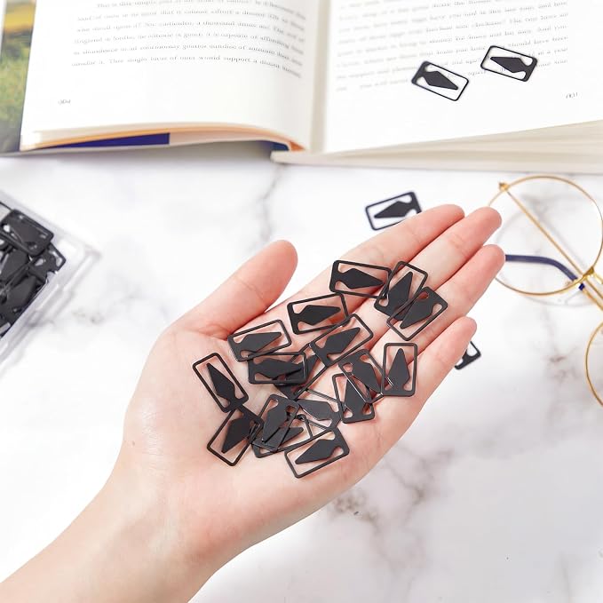 Spakon 100 Count Tin Mixed Metals Book Line Markers Arrow Bookmarks and Page Markers for Reading Teachers Students Book Lovers School and Work(Black)
