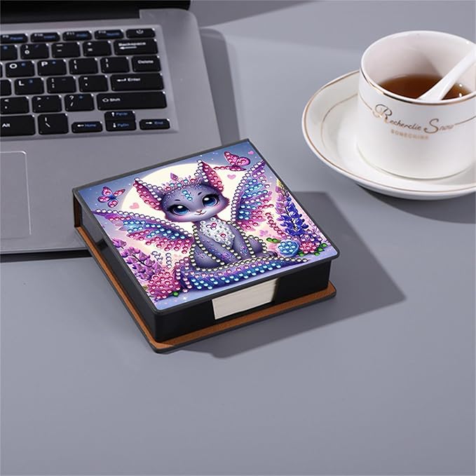 Diamonds Painting Kit Note Box,Memo Paper Storage Box Diamond Art,Sticky Note Holder Diamond Art,Diamond Painting Memo Pad For Office Desk. (Cat2)