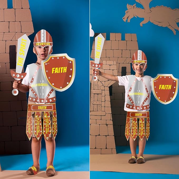 Watersay 12 Sets Armor of God Costume Armor of God Craft Kit for Kids Cutouts Christian Bible Sunday School and Religious Classroom Decor for Children School Classroom Activity Party Favor Decoration