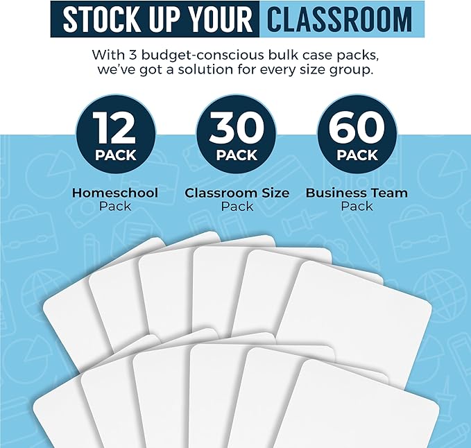 Dry Erase Boards [30pc Double Sided] Lapboards with ClearWipe Coating! Small White Boards - 9" x 12" Mini White Boards for Students, Classroom Teacher Supplies