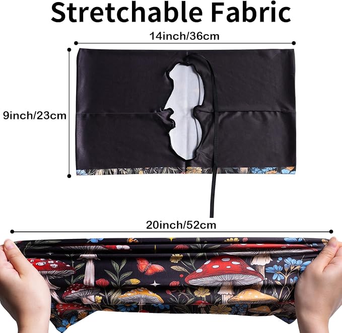 Anseal 1 Pack Mushroom Pattern Stretchable Book Sleeve Cover for Hardcovers Textbooks up to 9" x 12", Washable Reusable Book Protector with 2 Labels
