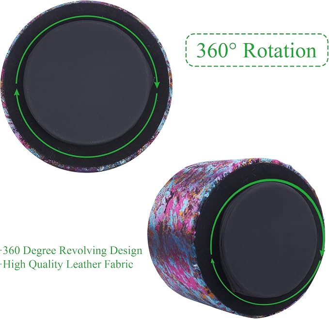 Round Leather Art Supply Organizer,Remote Control Holder,360-degree Rotating Pen Organizer with 4 Compartments(1-Painting Purple)