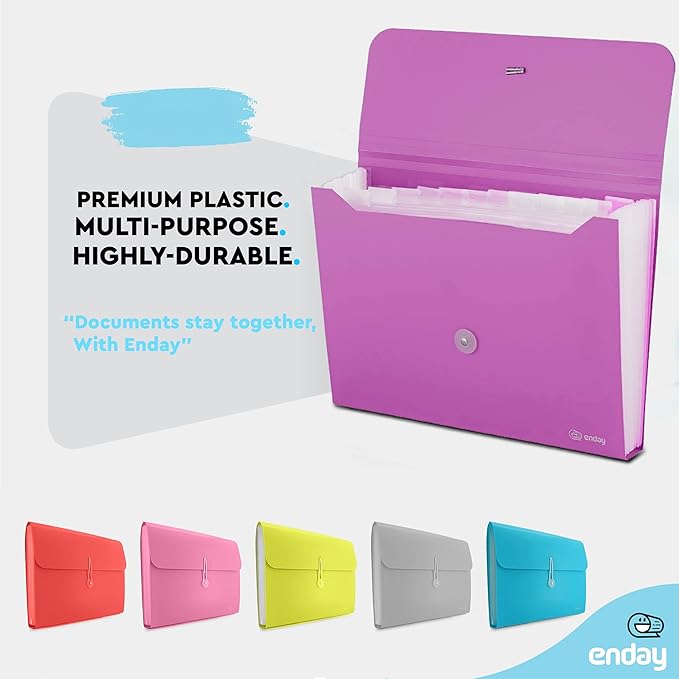 Accordion File Organizer 13 Pocket Expanding File Folder with Labels, Accordion File Organizer Letter Size Letter A4 Paper for Receipts, Bills and Documents 13" x 9.5” –By Enday