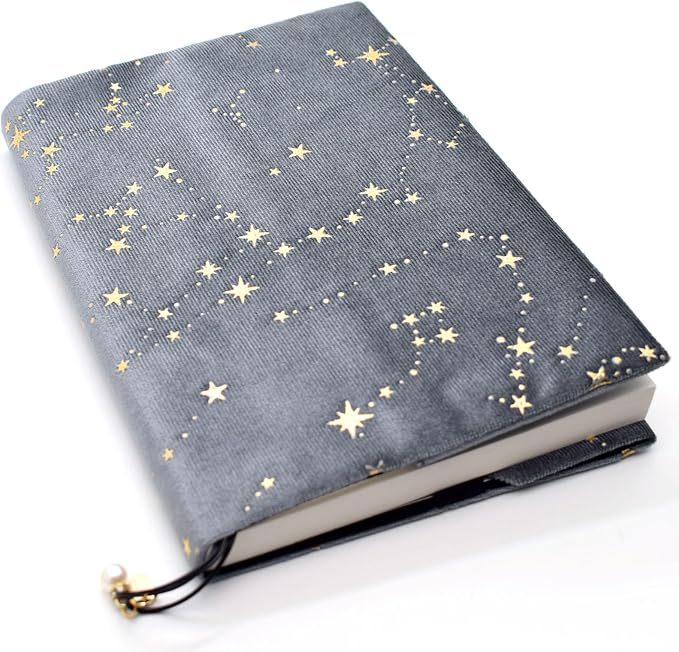 BLBMH 10x7 Book Cover | Handmade Non-Stretch Fabric Bible Cover with Bookmark | Washable Large Hardcover Paperback Protector | Privacy Reading Gift for Women - Velvet Grey